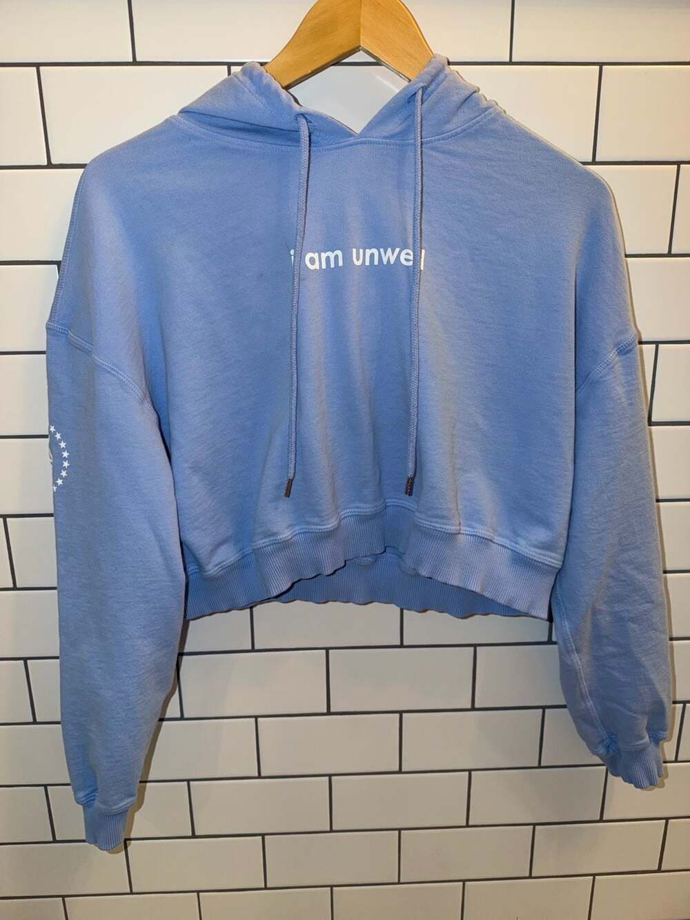 Barstool Sports Call Her Daddy I Am Unwell Cropped Hoodie Light Blue